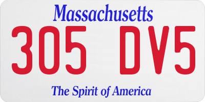 MA license plate 305DV5