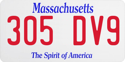 MA license plate 305DV9