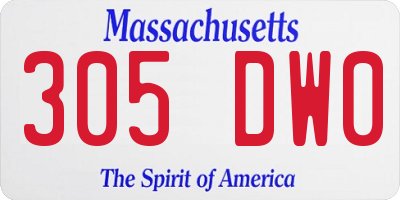 MA license plate 305DW0