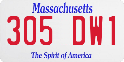 MA license plate 305DW1