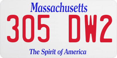 MA license plate 305DW2