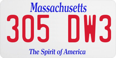 MA license plate 305DW3