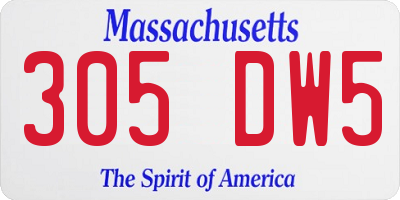 MA license plate 305DW5