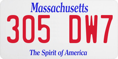 MA license plate 305DW7