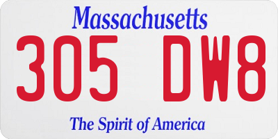 MA license plate 305DW8