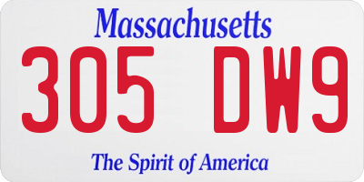 MA license plate 305DW9