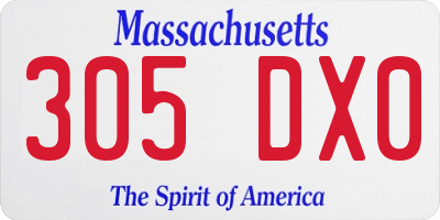 MA license plate 305DX0