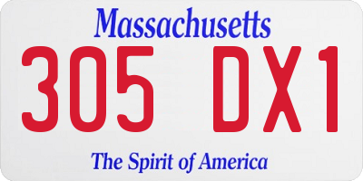 MA license plate 305DX1