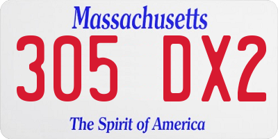 MA license plate 305DX2
