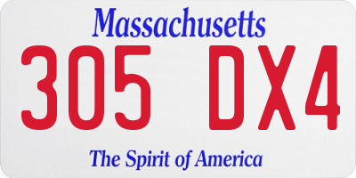 MA license plate 305DX4