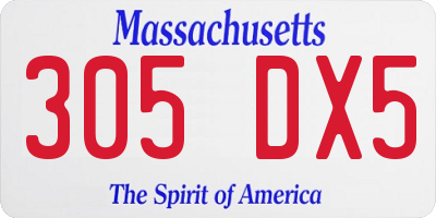 MA license plate 305DX5