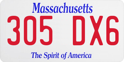 MA license plate 305DX6