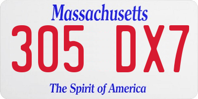 MA license plate 305DX7