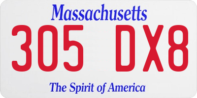MA license plate 305DX8