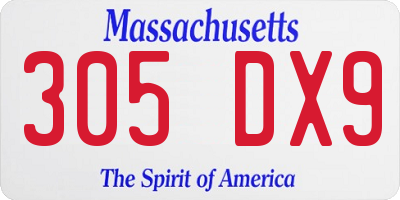 MA license plate 305DX9