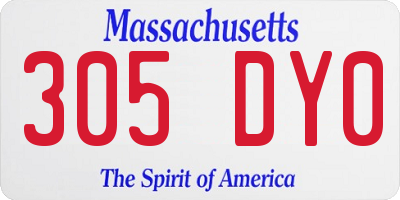 MA license plate 305DY0