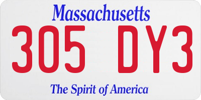 MA license plate 305DY3
