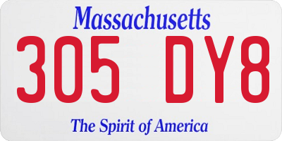 MA license plate 305DY8