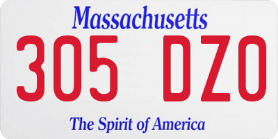 MA license plate 305DZ0