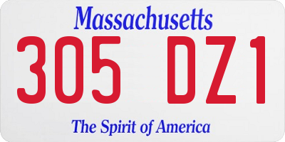 MA license plate 305DZ1
