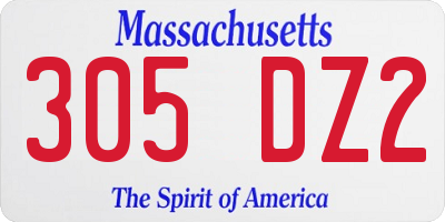 MA license plate 305DZ2