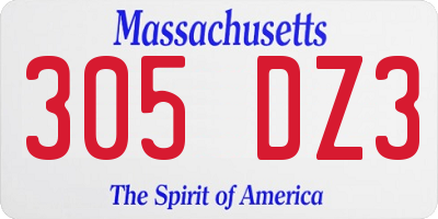MA license plate 305DZ3
