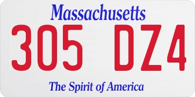 MA license plate 305DZ4