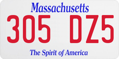 MA license plate 305DZ5
