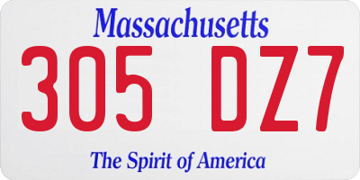 MA license plate 305DZ7