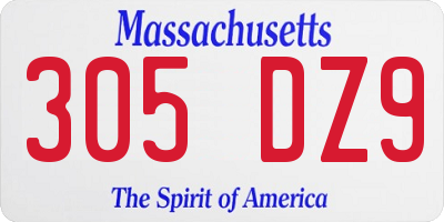 MA license plate 305DZ9