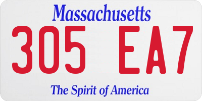 MA license plate 305EA7