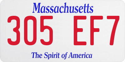 MA license plate 305EF7