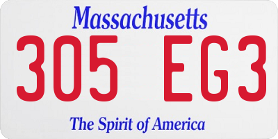 MA license plate 305EG3