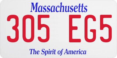 MA license plate 305EG5
