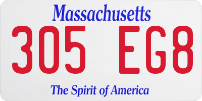 MA license plate 305EG8