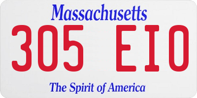 MA license plate 305EI0