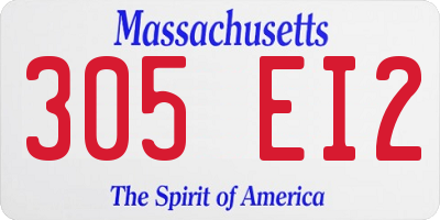MA license plate 305EI2