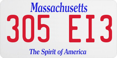 MA license plate 305EI3