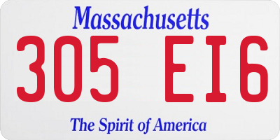 MA license plate 305EI6