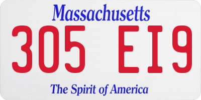 MA license plate 305EI9