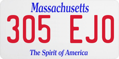 MA license plate 305EJ0