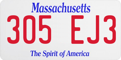 MA license plate 305EJ3