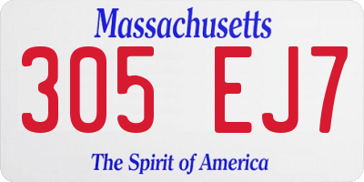 MA license plate 305EJ7
