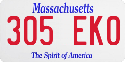 MA license plate 305EK0