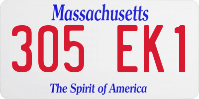 MA license plate 305EK1