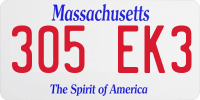 MA license plate 305EK3