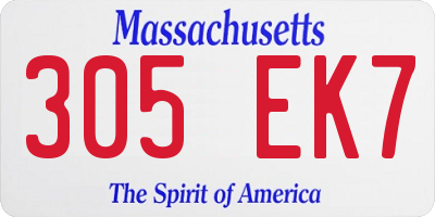 MA license plate 305EK7