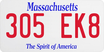 MA license plate 305EK8
