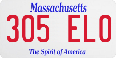 MA license plate 305EL0