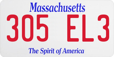 MA license plate 305EL3